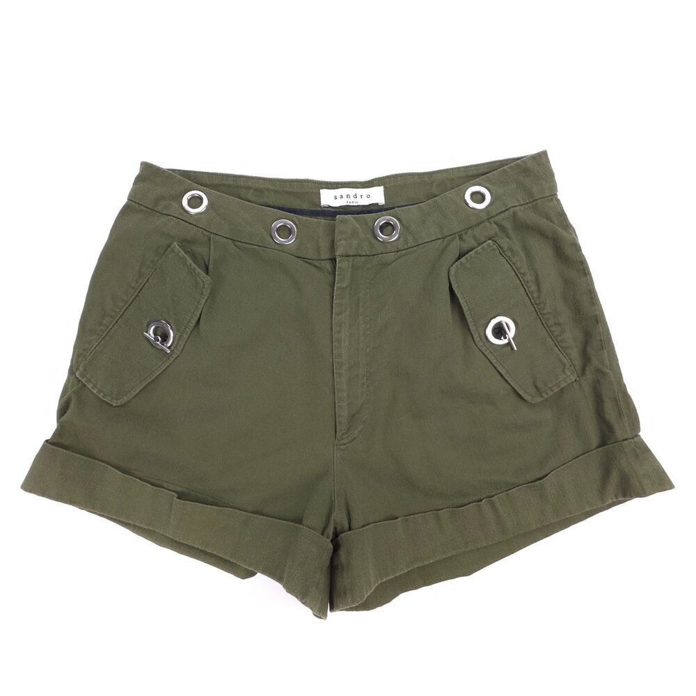 SANDRO Grommet Detail Pepa Cargo Shorts Military Minimal Utility French Girl 36